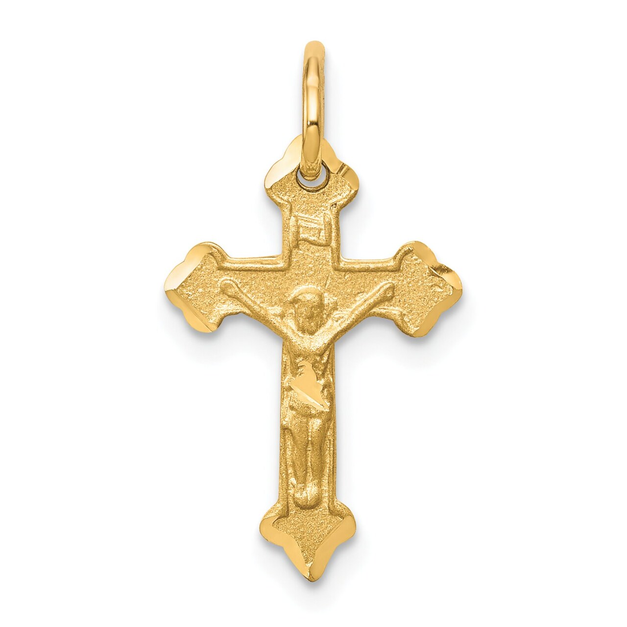 10K Yellow Gold INRI Crucifix Charm Pendant Jewelry 20 X 12mm
